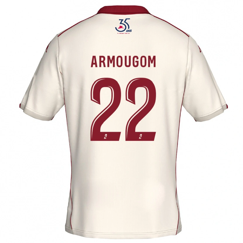 Danxen Kinder Yoël Armougom #22 Weiß Burgunder Auswärtstrikot Trikot 2025/26 T-Shirt Österreich