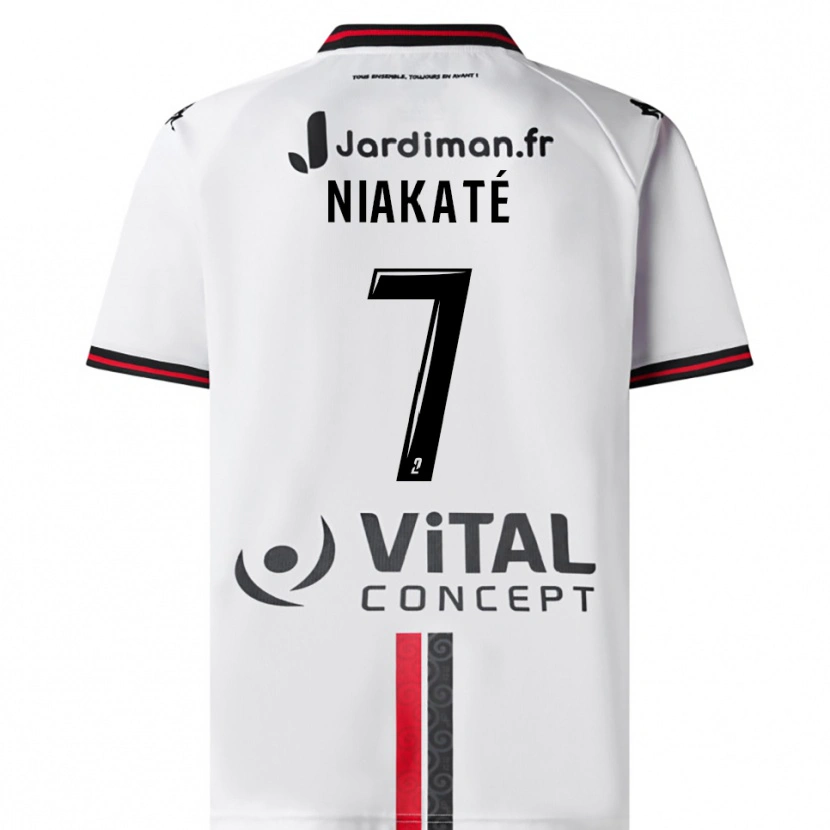 Danxen Kinder Abdoulaye Niakaté #7 Weiß Rot Auswärtstrikot Trikot 2025/26 T-Shirt Österreich