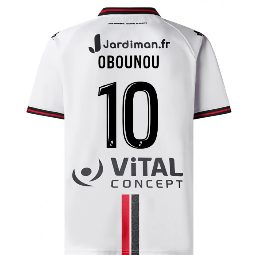 Danxen Kinder Élie Obounou #10 Weiß Rot Auswärtstrikot Trikot 2025/26 T-Shirt Österreich
