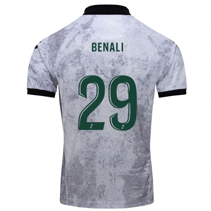 Danxen Kinder Hacène Benali #29 Weiß Schwarz Auswärtstrikot Trikot 2025/26 T-Shirt Österreich