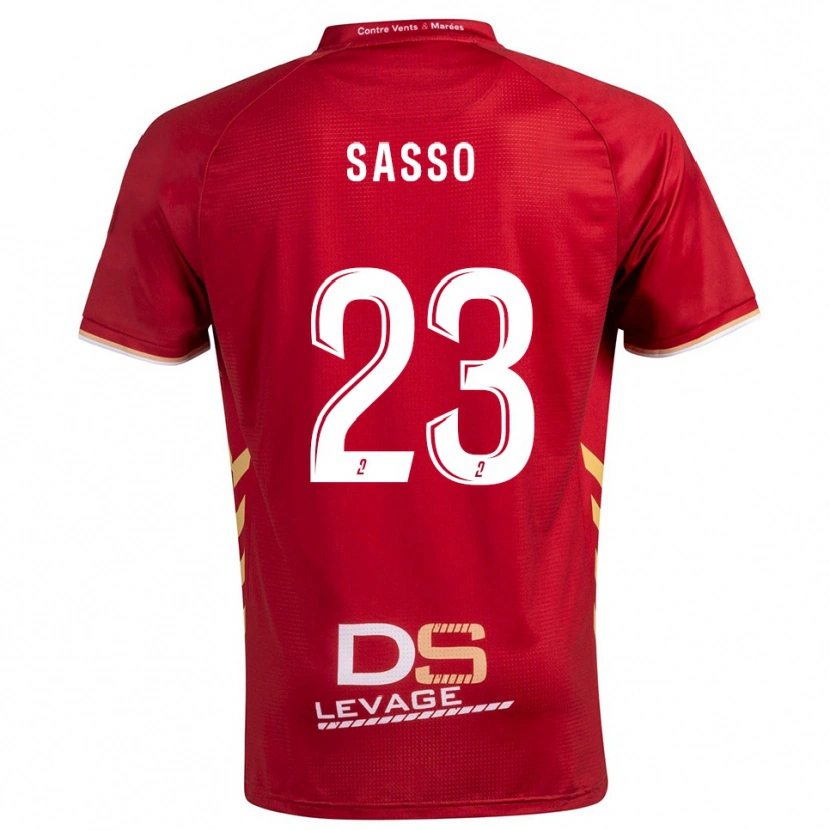 Danxen Kinder Vincent Sasso #23 Burgunder Gold Auswärtstrikot Trikot 2025/26 T-Shirt Österreich