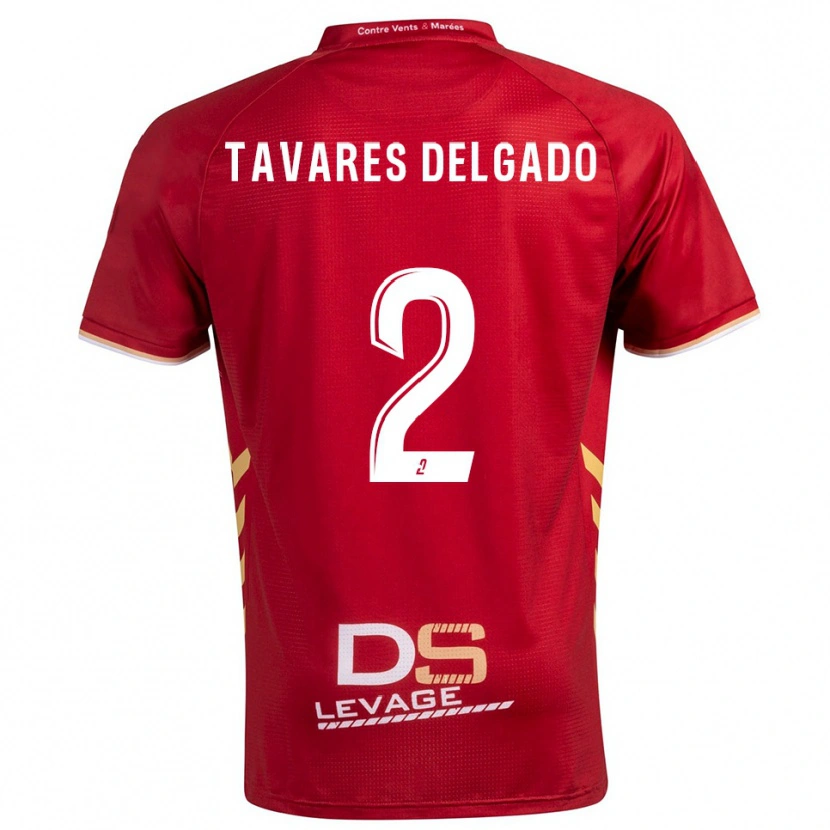 Danxen Kinder Rony Tavares Delgado #2 Burgunder Gold Auswärtstrikot Trikot 2025/26 T-Shirt Österreich