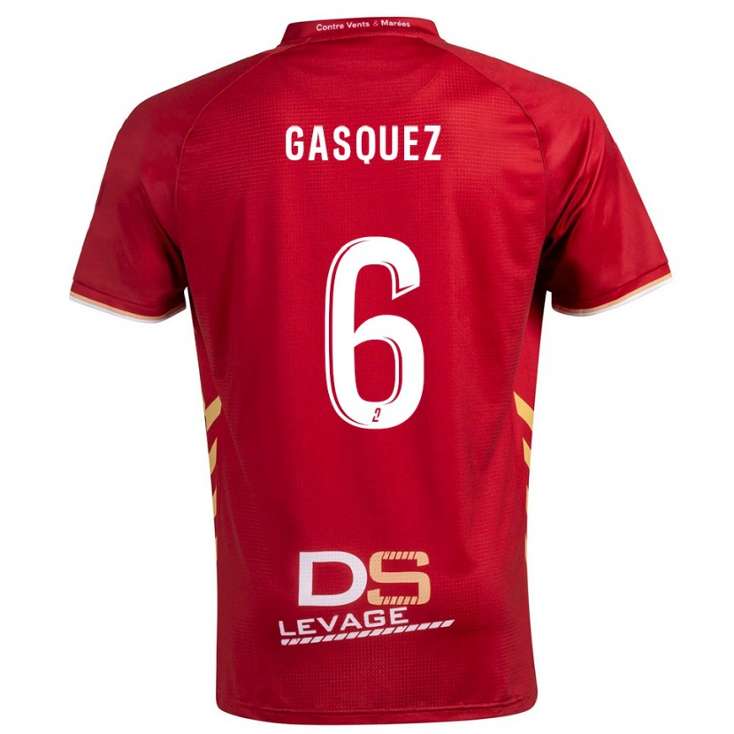 Danxen Kinder Isaac Gasquez #6 Burgunder Gold Auswärtstrikot Trikot 2025/26 T-Shirt Österreich