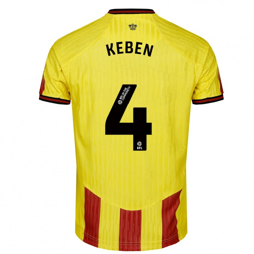 Danxen Herren Kévin Keben #4 Gelb Rot Heimtrikot Trikot 2025/26 T-Shirt Österreich