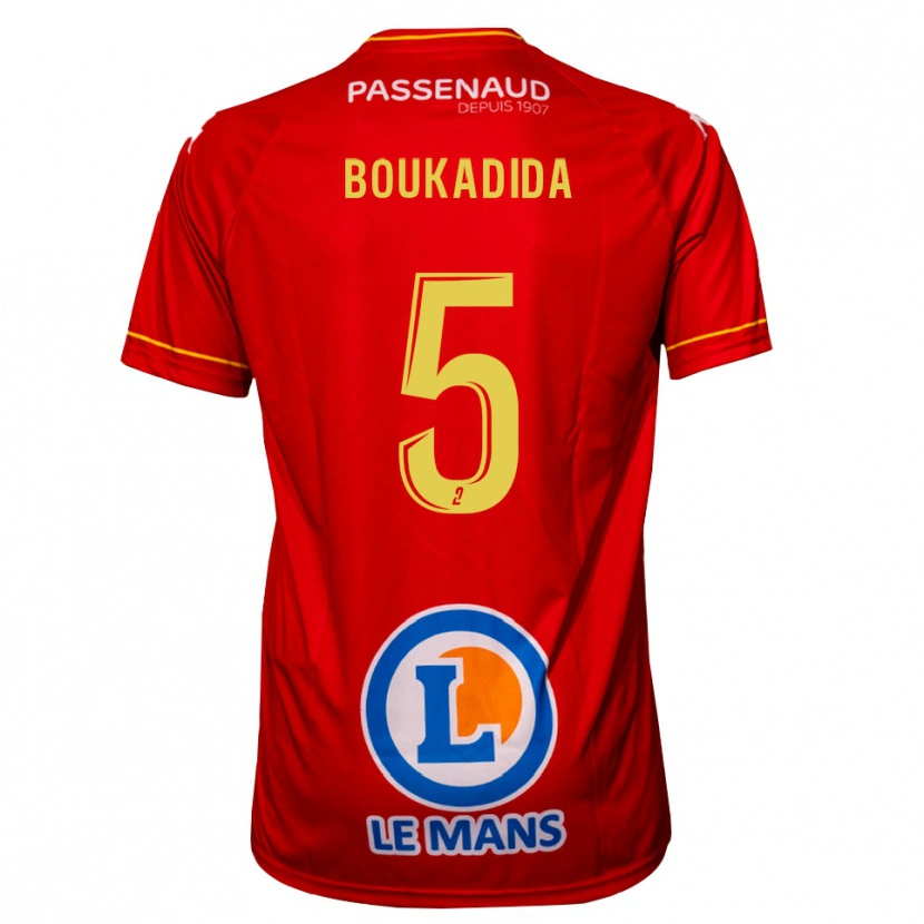 Danxen Herren Rayan Boukadida #5 Rot Gelb Heimtrikot Trikot 2025/26 T-Shirt Österreich