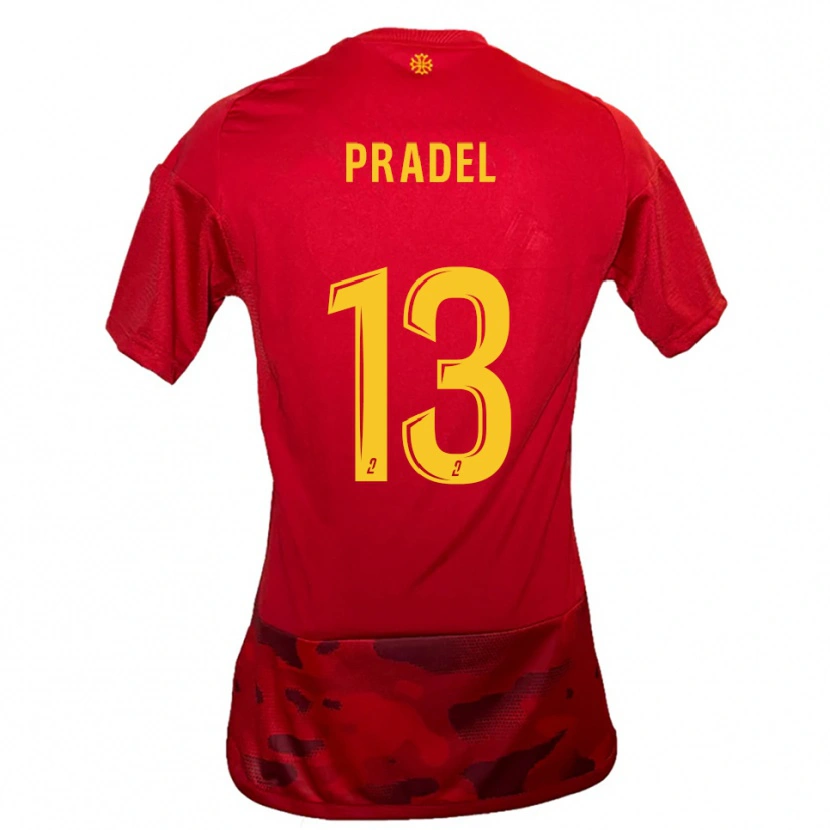 Danxen Herren Thibaut Pradel #13 Rot Gelb Heimtrikot Trikot 2025/26 T-Shirt Österreich