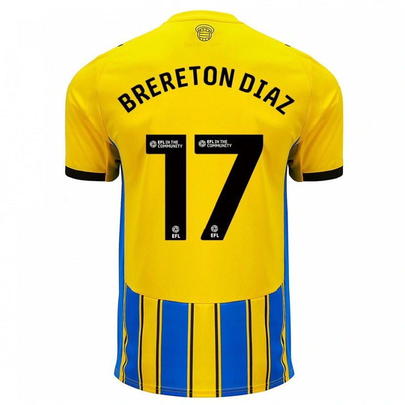 Danxen Herren Ben Brereton Díaz #17 Blau Gelb Auswärtstrikot Trikot 2025/26 T-Shirt Österreich