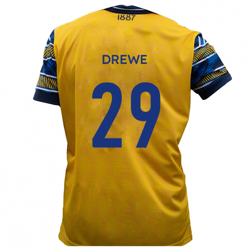 Danxen Herren Aaron Drewe #29 Gelb Schwarz Auswärtstrikot Trikot 2025/26 T-Shirt Österreich