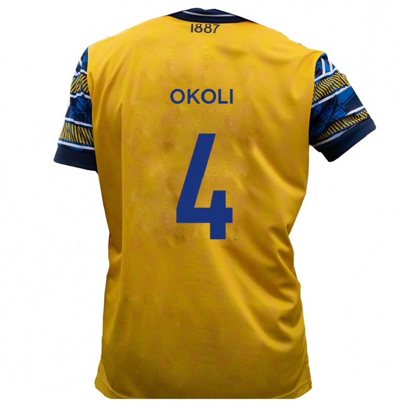Danxen Herren Chinwike Okoli #4 Gelb Schwarz Auswärtstrikot Trikot 2025/26 T-Shirt Österreich