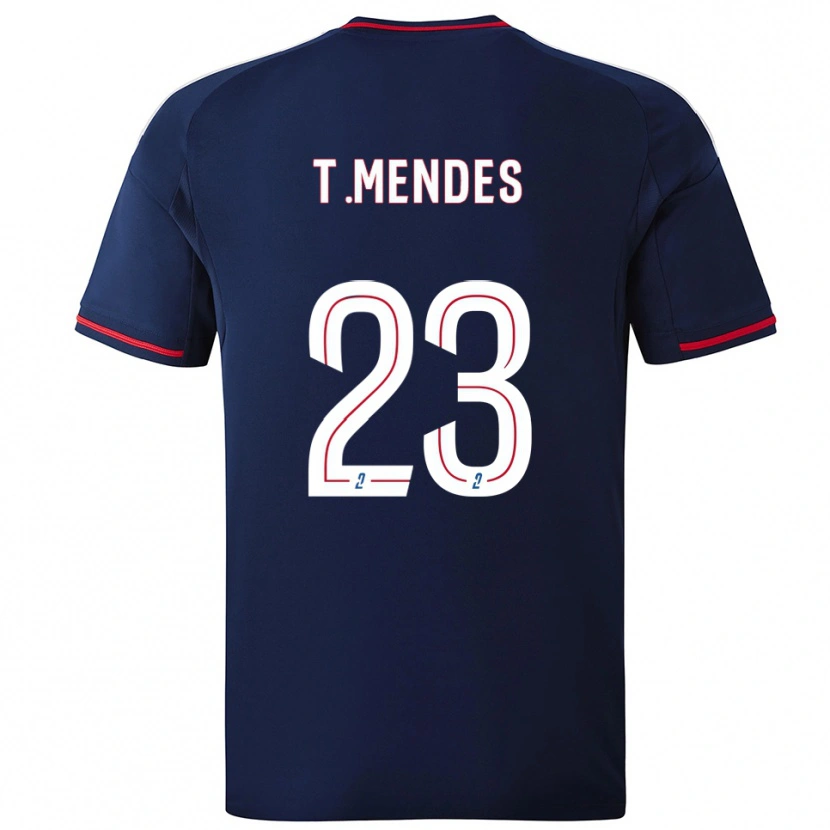 Danxen Herren Thiago Mendes #23 Marine Rot Auswärtstrikot Trikot 2025/26 T-Shirt Österreich