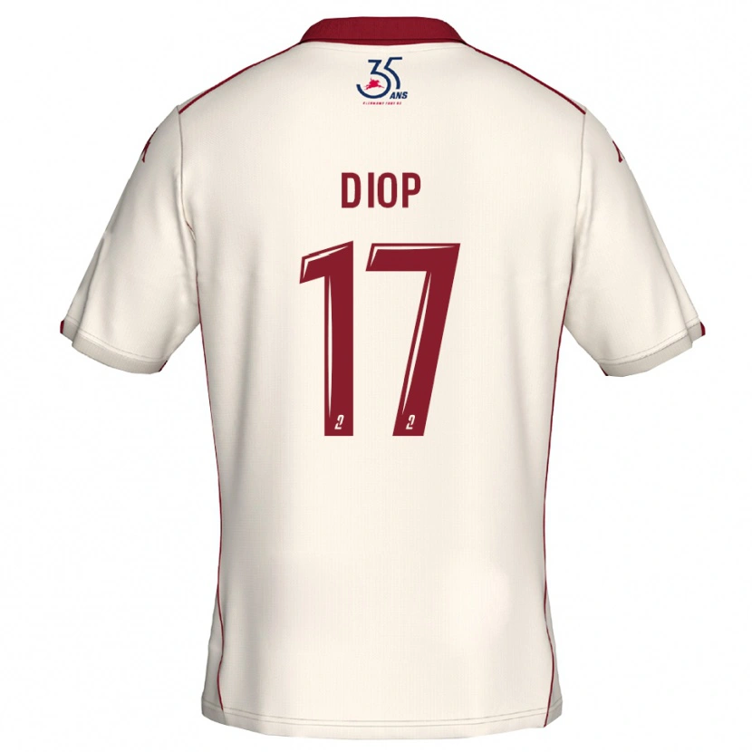 Danxen Damen Ousmane Diop #17 Weiß Burgunder Auswärtstrikot Trikot 2025/26 T-Shirt Österreich