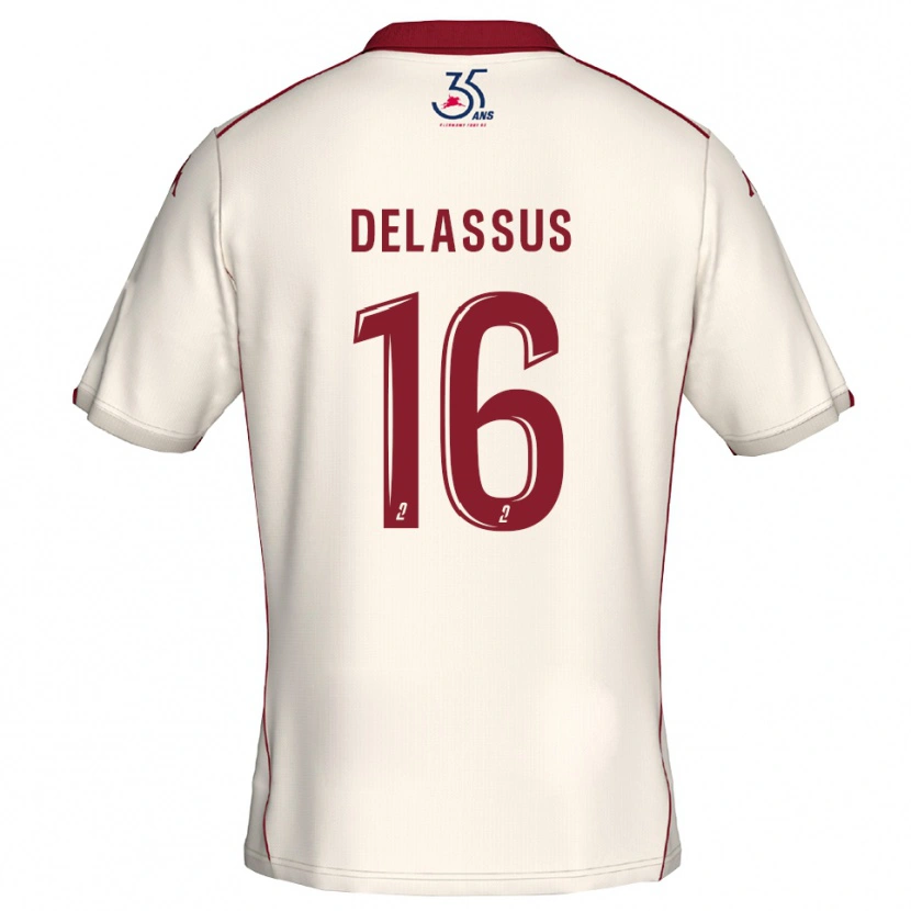 Danxen Damen Gabin Delassus #16 Weiß Burgunder Auswärtstrikot Trikot 2025/26 T-Shirt Österreich