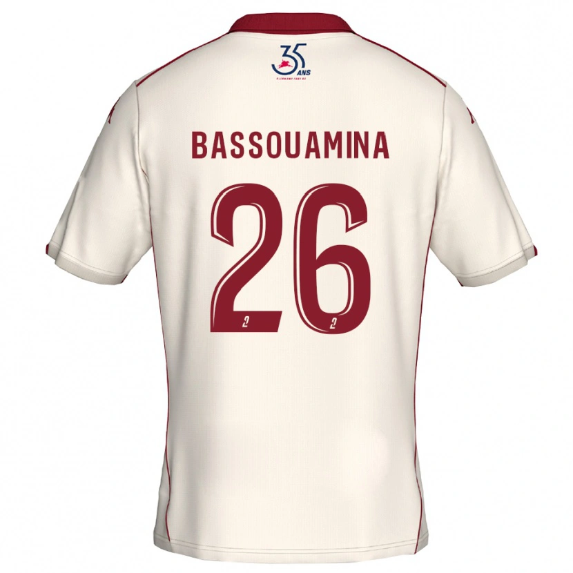 Danxen Damen Mons Bassouamina #26 Weiß Burgunder Auswärtstrikot Trikot 2025/26 T-Shirt Österreich