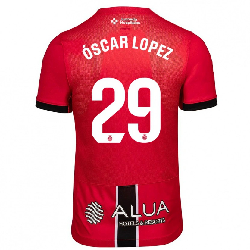 Danxen Kinder Óscar López #29 Rot Schwarz Heimtrikot Trikot 2025/26 T-Shirt Österreich