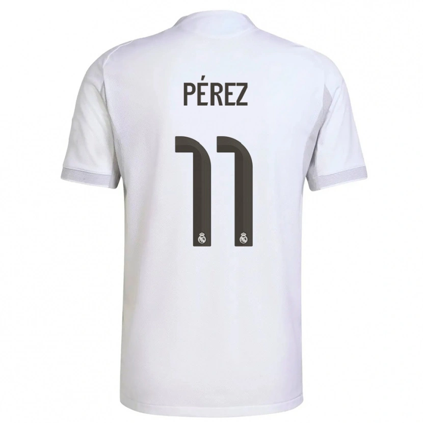 Danxen Kinder Adrián Pérez #11 Weiß Gelb Heimtrikot Trikot 2025/26 T-Shirt Österreich