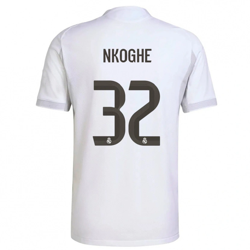 Danxen Kinder Ariel Nkoghe #32 Weiß Gelb Heimtrikot Trikot 2025/26 T-Shirt Österreich