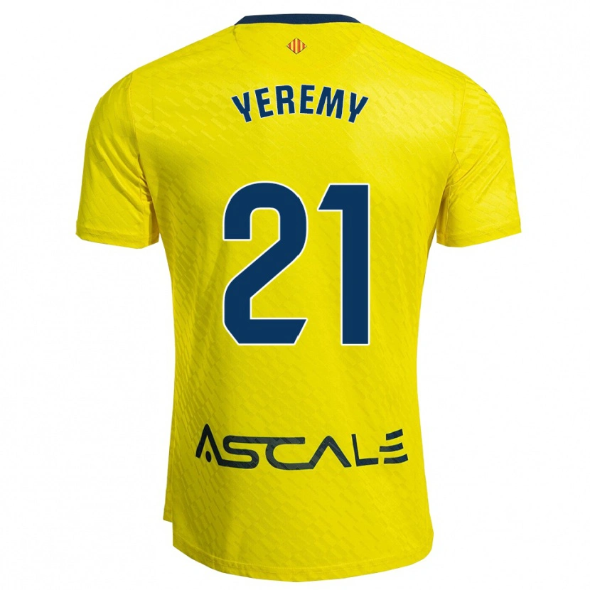 Danxen Kinder Yéremy Pino #21 Gelb Marine Heimtrikot Trikot 2025/26 T-Shirt Österreich