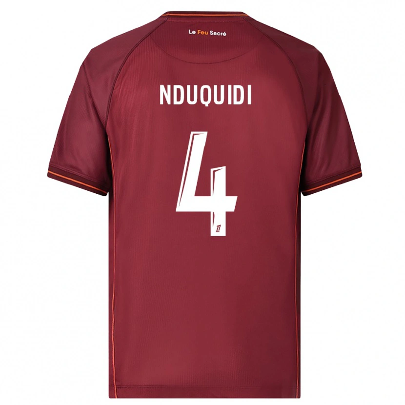 Danxen Kinder Benjamin Nduquidi #4 Burgunderrot Weiß Heimtrikot Trikot 2025/26 T-Shirt Österreich