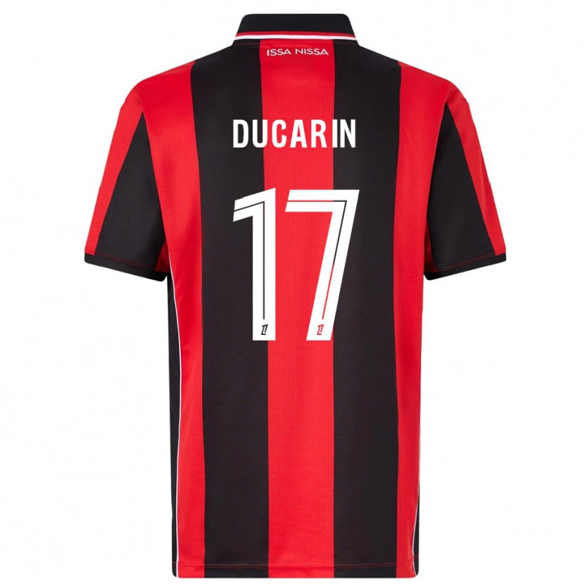 Danxen Kinder Léa Ducarin #17 Rot Schwarz Heimtrikot Trikot 2025/26 T-Shirt Österreich