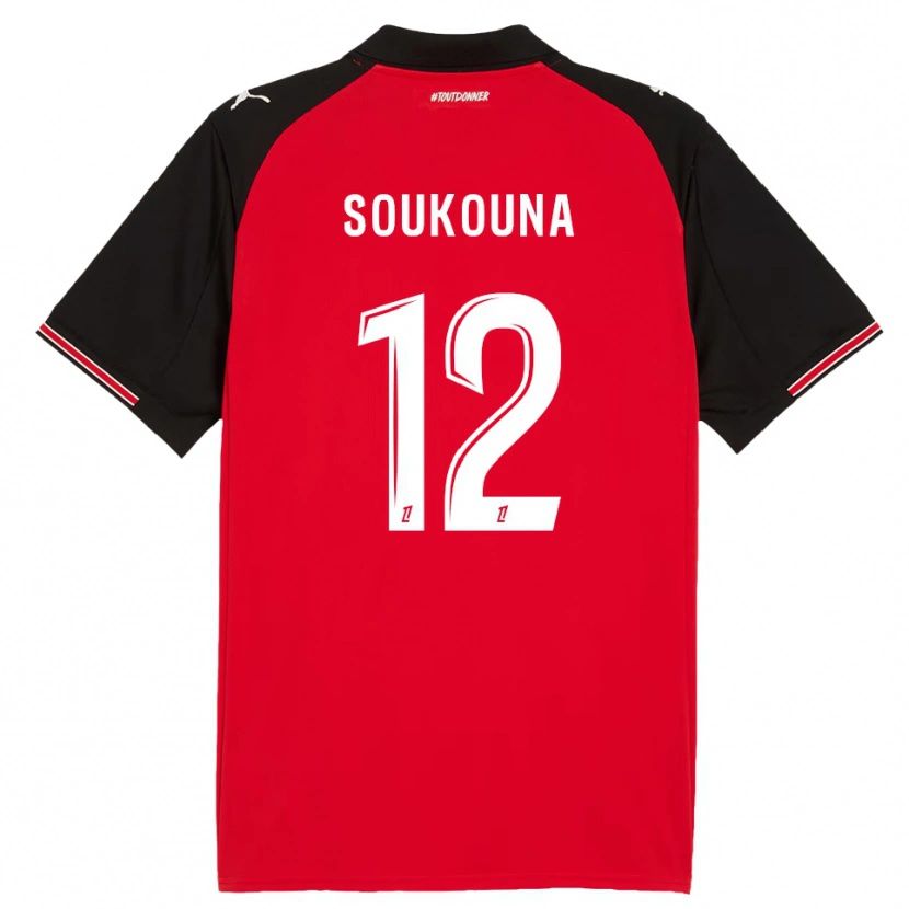 Danxen Kinder Isiaka Soukouna #12 Rot Schwarz Heimtrikot Trikot 2025/26 T-Shirt Österreich