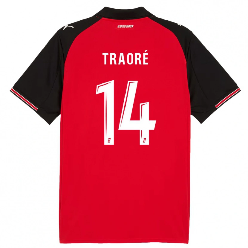 Danxen Kinder Erwan Traoré #14 Rot Schwarz Heimtrikot Trikot 2025/26 T-Shirt Österreich