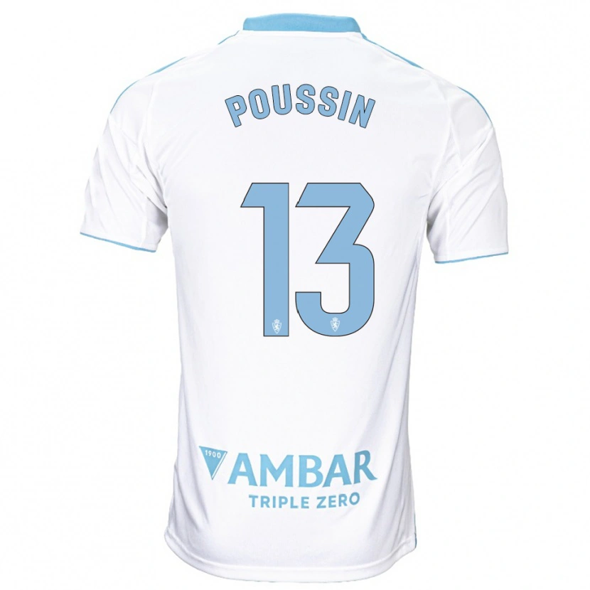 Danxen Kinder Gaëtan Poussin #13 Weiß Himmelblau Heimtrikot Trikot 2025/26 T-Shirt Österreich