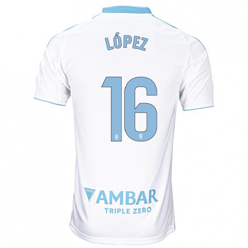 Danxen Kinder Juan López #16 Weiß Himmelblau Heimtrikot Trikot 2025/26 T-Shirt Österreich