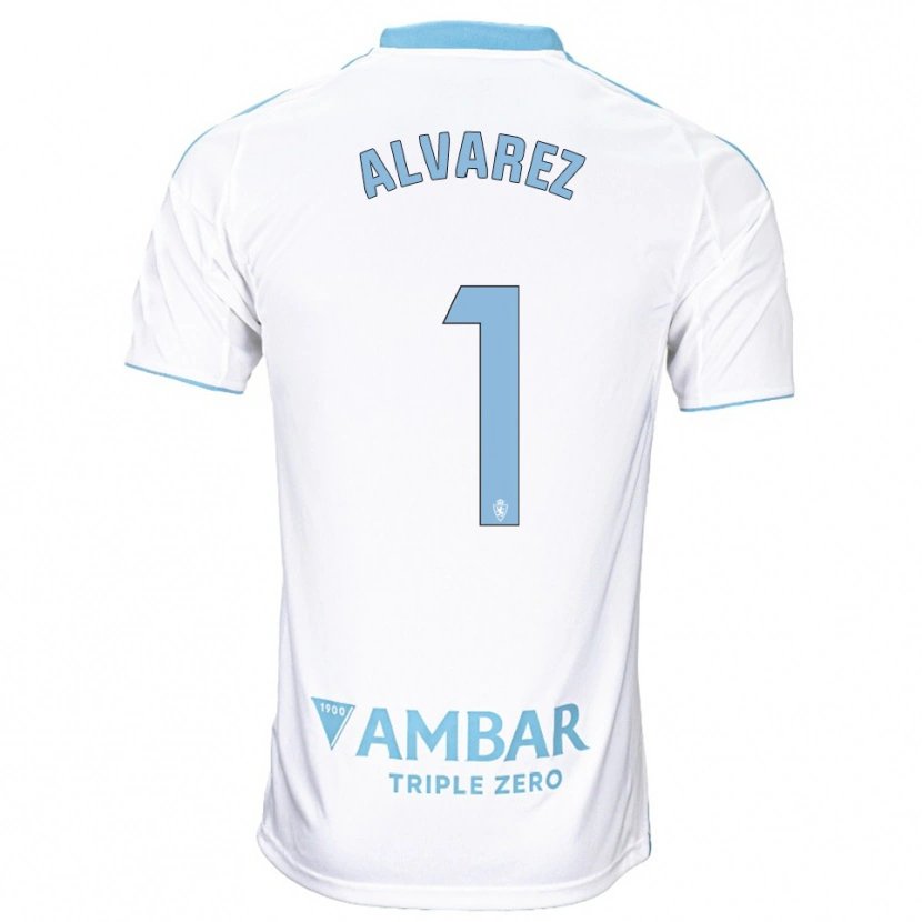 Danxen Kinder Cristian Álvarez #1 Weiß Himmelblau Heimtrikot Trikot 2025/26 T-Shirt Österreich