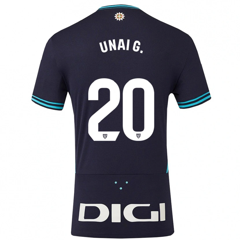 Danxen Kinder Unai Gómez #20 Marine Himmelblau Auswärtstrikot Trikot 2025/26 T-Shirt Österreich