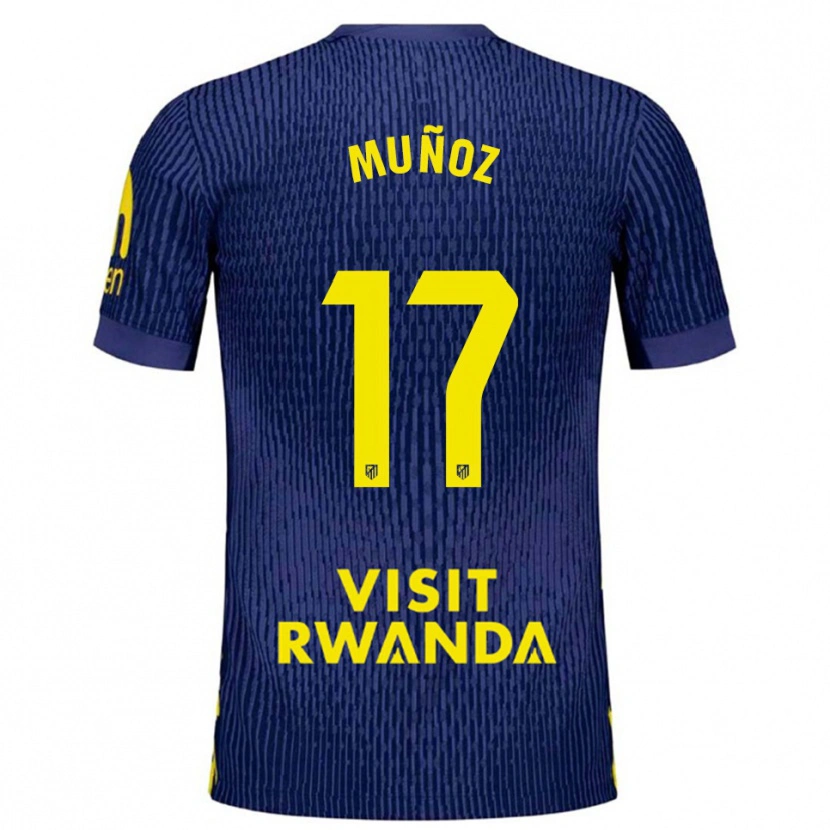 Danxen Kinder David Muñoz #17 Marine Gelb Auswärtstrikot Trikot 2025/26 T-Shirt Österreich