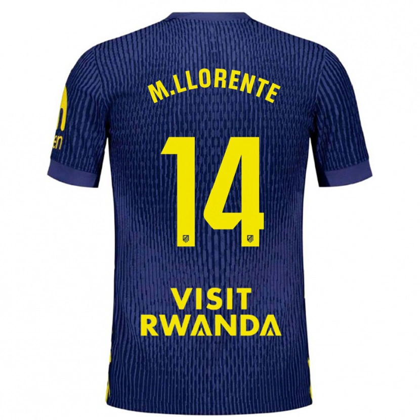 Danxen Kinder Marcos Llorente #14 Marine Gelb Auswärtstrikot Trikot 2025/26 T-Shirt Österreich