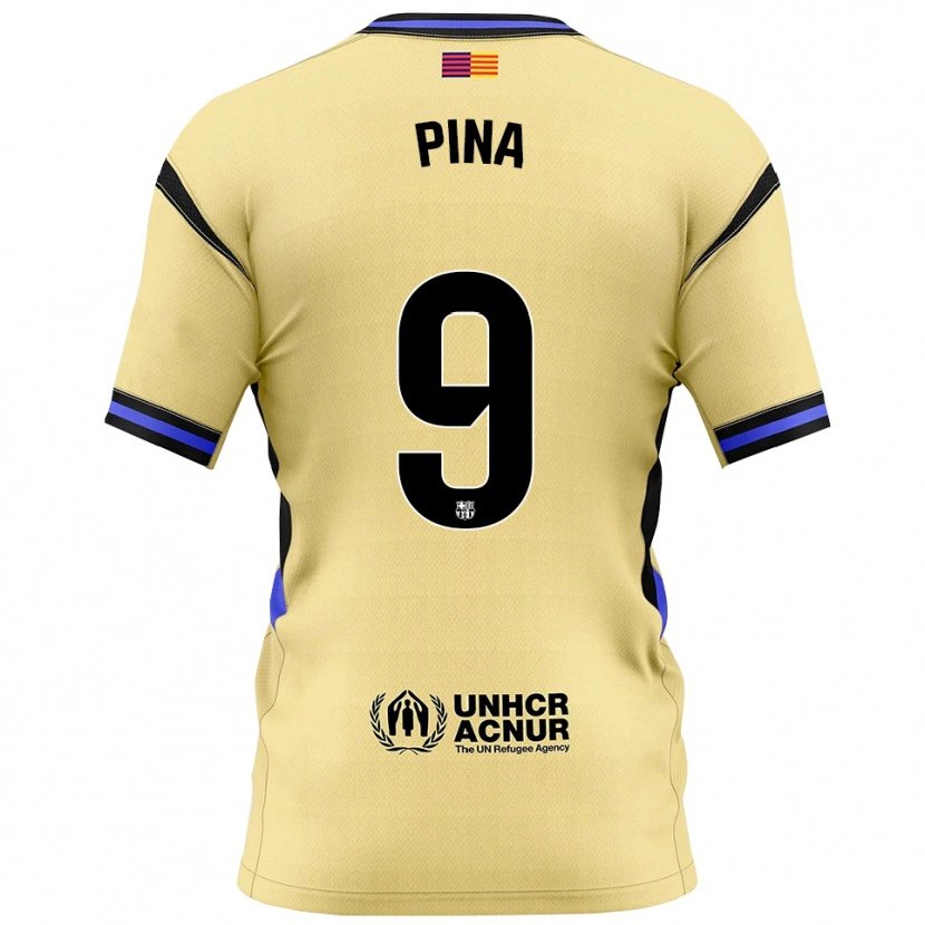 Danxen Kinder Claudia Pina Medina #9 Gelb Schwarz Auswärtstrikot Trikot 2025/26 T-Shirt Österreich