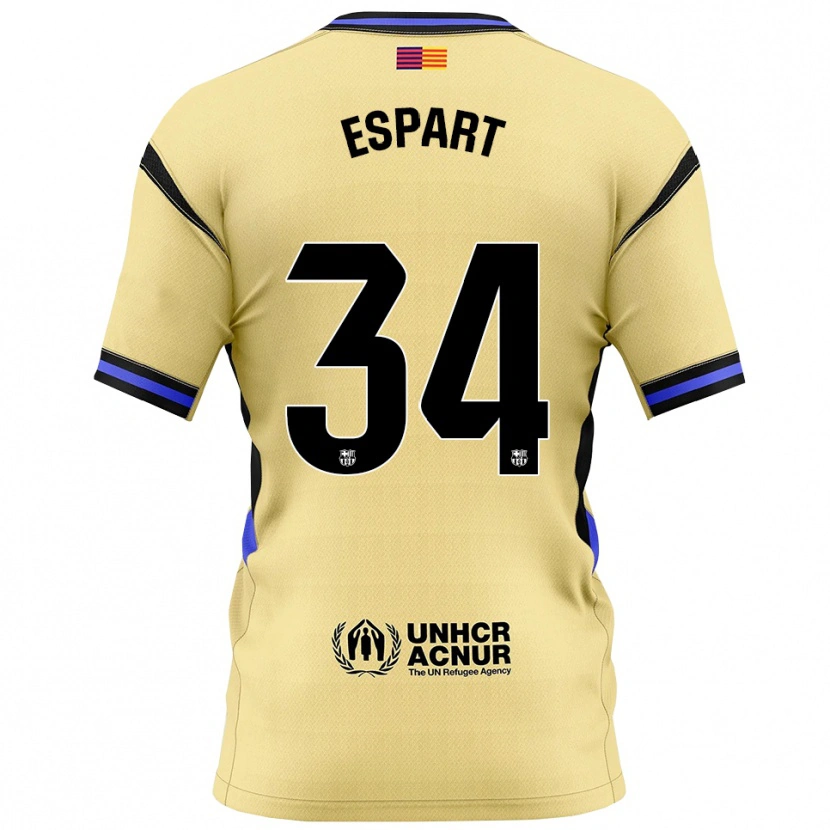 Danxen Kinder Xavi Espart #34 Gelb Schwarz Auswärtstrikot Trikot 2025/26 T-Shirt Österreich