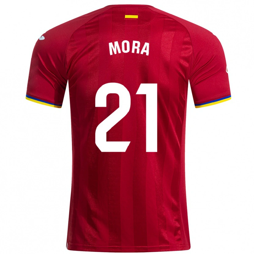 Danxen Kinder Adrià Mora #21 Rot Gelb Blau Auswärtstrikot Trikot 2025/26 T-Shirt Österreich