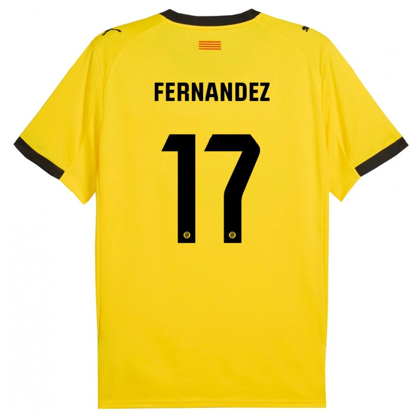 Danxen Kinder Daniel Fernández #17 Gelb Schwarz Auswärtstrikot Trikot 2025/26 T-Shirt Österreich