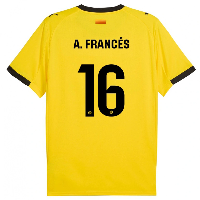 Danxen Kinder Alejandro Francés #16 Gelb Schwarz Auswärtstrikot Trikot 2025/26 T-Shirt Österreich