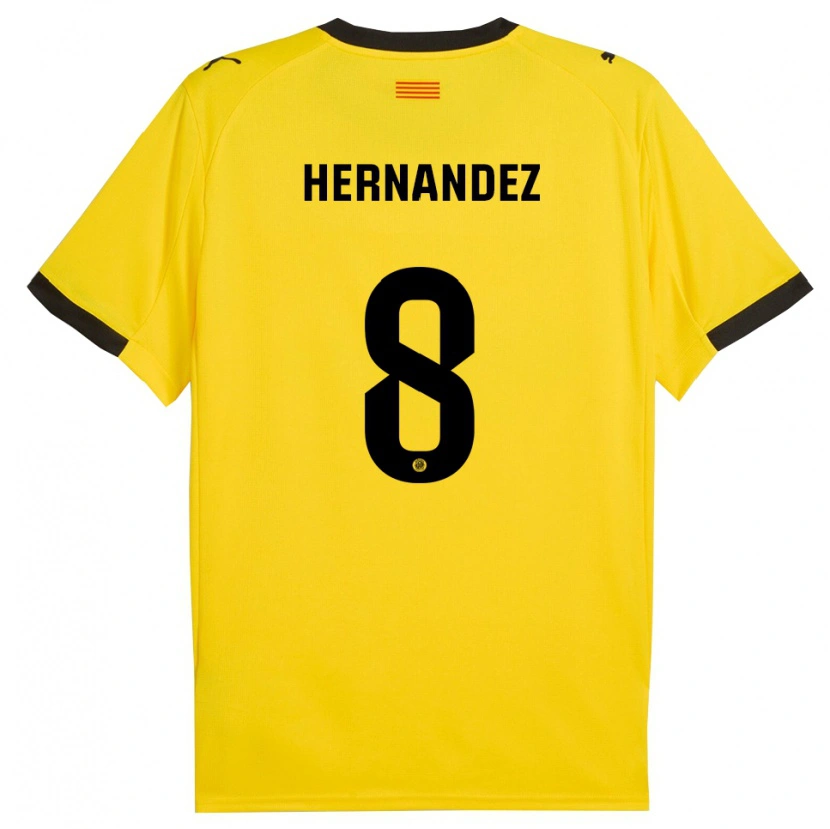 Danxen Kinder Sofia Hernández #8 Gelb Schwarz Auswärtstrikot Trikot 2025/26 T-Shirt Österreich