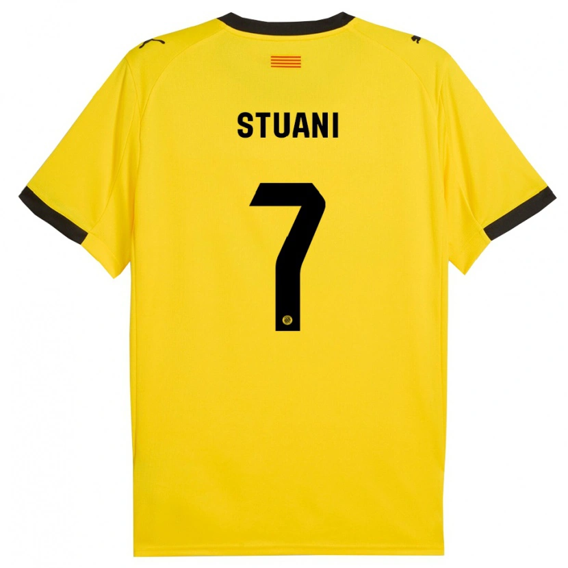 Danxen Kinder Cristhian Stuani #7 Gelb Schwarz Auswärtstrikot Trikot 2025/26 T-Shirt Österreich