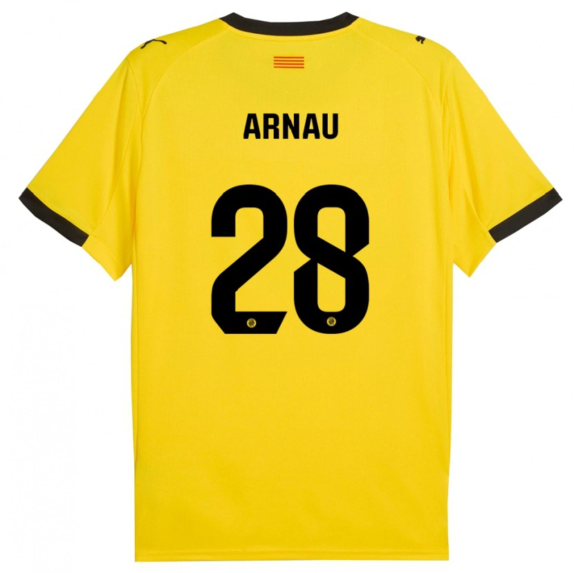Danxen Kinder Pol Arnau #28 Gelb Schwarz Auswärtstrikot Trikot 2025/26 T-Shirt Österreich