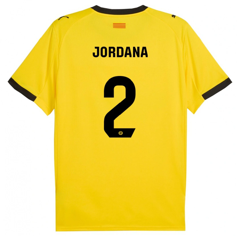 Danxen Kinder Gibert Jordana #2 Gelb Schwarz Auswärtstrikot Trikot 2025/26 T-Shirt Österreich