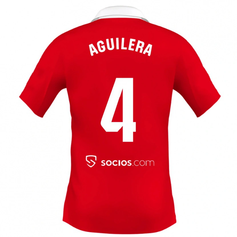 Danxen Kinder Juanan Aguilera #4 Rot Weiß Grau Auswärtstrikot Trikot 2025/26 T-Shirt Österreich