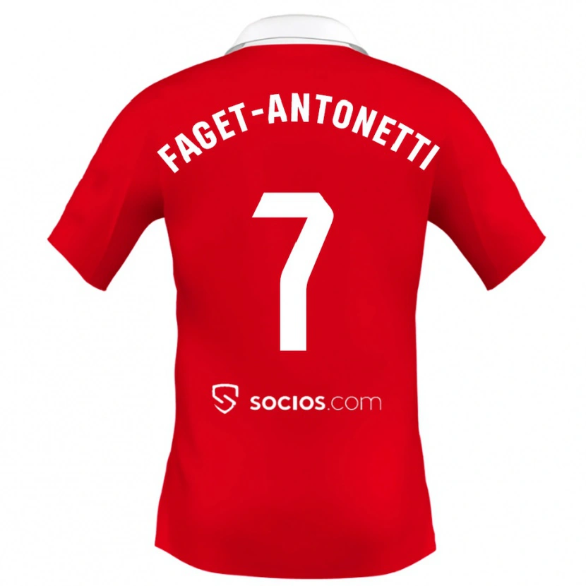 Danxen Kinder Roméo Faget-Antonetti #7 Rot Weiß Grau Auswärtstrikot Trikot 2025/26 T-Shirt Österreich