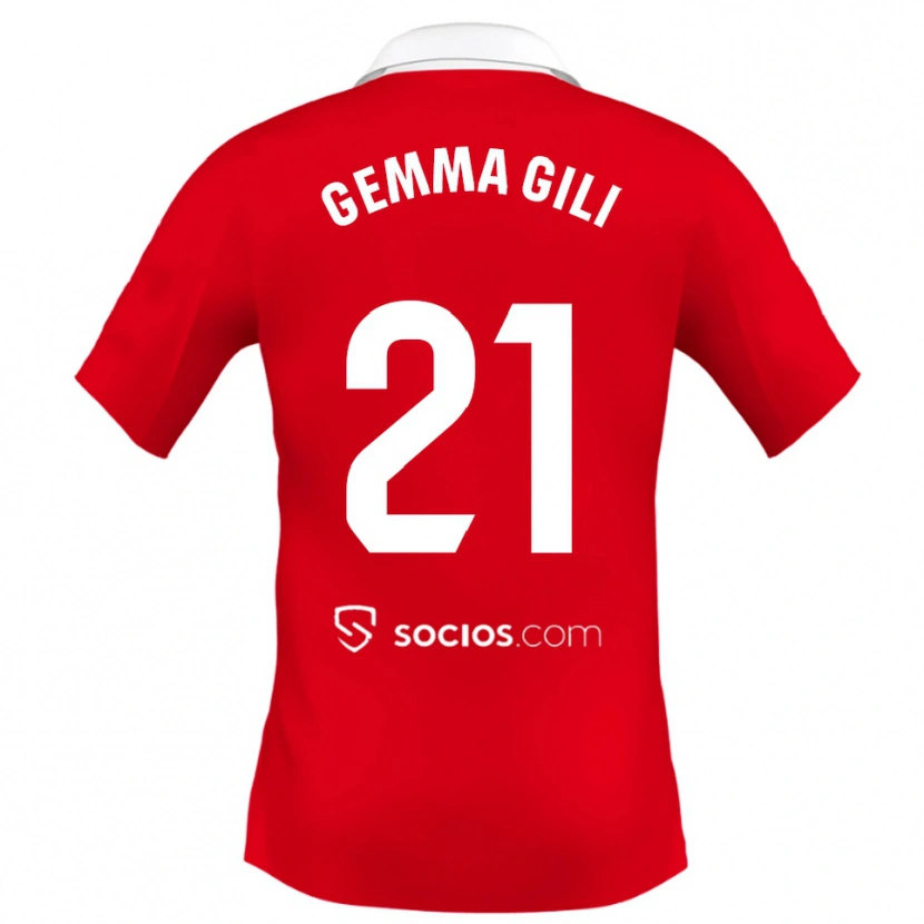Danxen Kinder Gemma Gili Giner #21 Rot Weiß Grau Auswärtstrikot Trikot 2025/26 T-Shirt Österreich