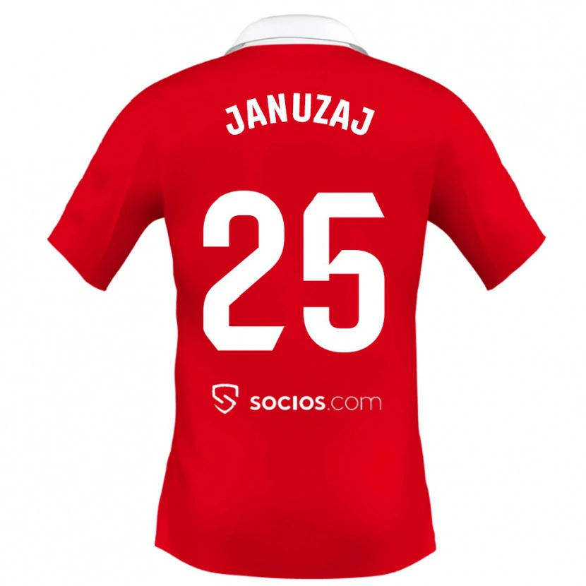 Danxen Kinder Adnan Januzaj #25 Rot Weiß Grau Auswärtstrikot Trikot 2025/26 T-Shirt Österreich