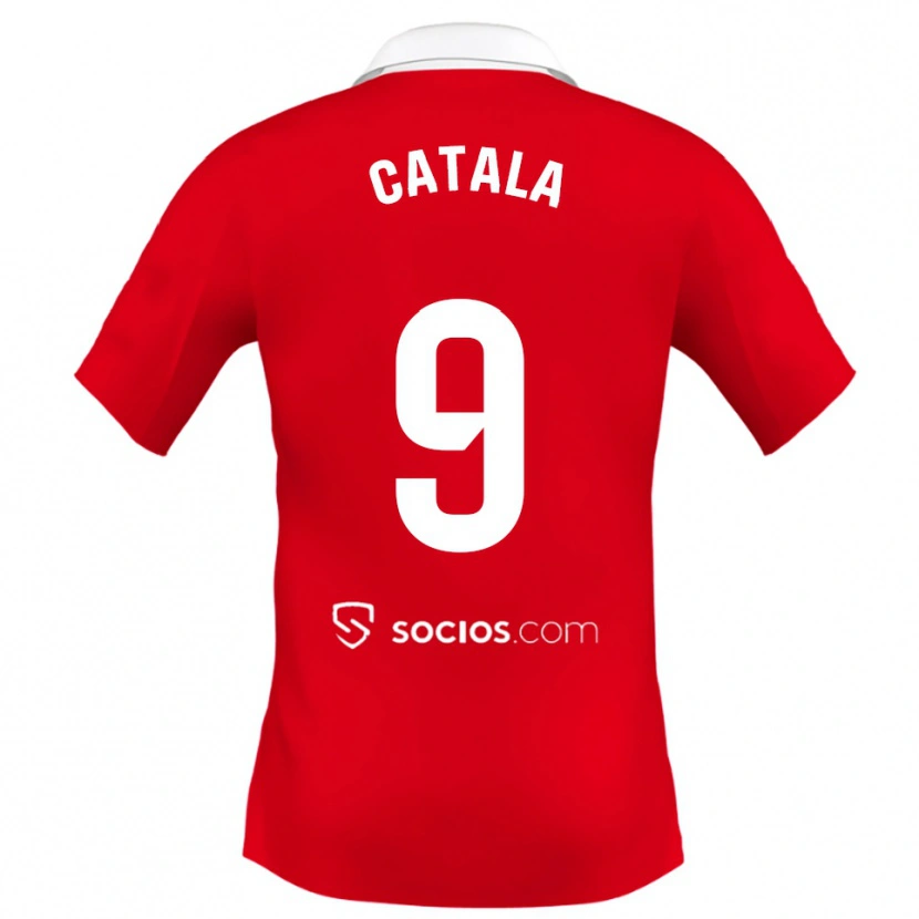 Danxen Kinder Rubén Catalá #9 Rot Weiß Grau Auswärtstrikot Trikot 2025/26 T-Shirt Österreich
