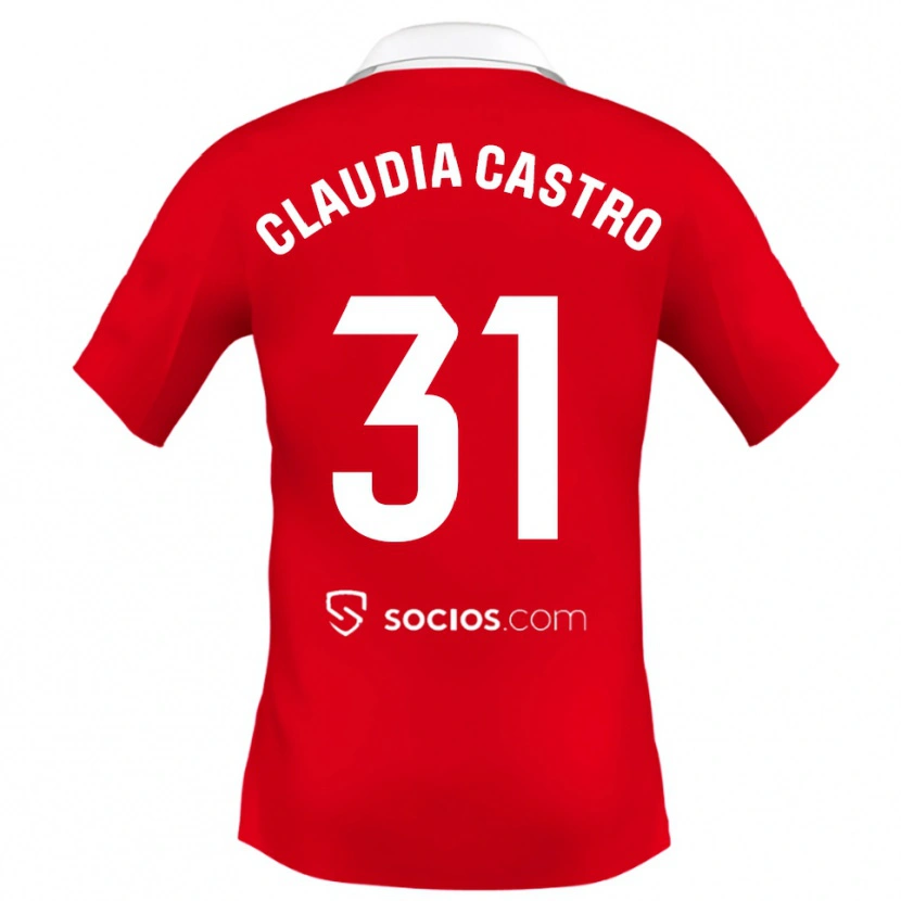 Danxen Kinder Claudia Castro Romero #31 Rot Weiß Grau Auswärtstrikot Trikot 2025/26 T-Shirt Österreich