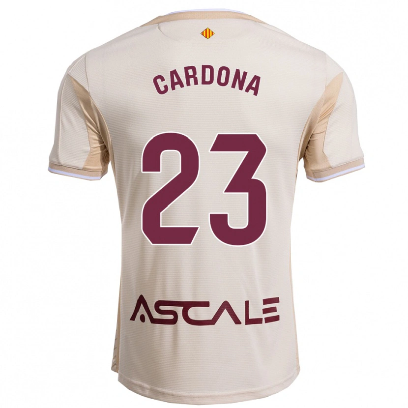Danxen Kinder Sergi Cardona #23 Cremeweiß Burgunderrot Auswärtstrikot Trikot 2025/26 T-Shirt Österreich