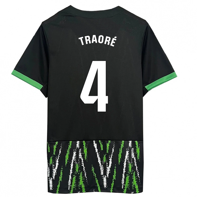Danxen Kinder Bakary Traoré #4 Schwarz Grün Auswärtstrikot Trikot 2025/26 T-Shirt Österreich