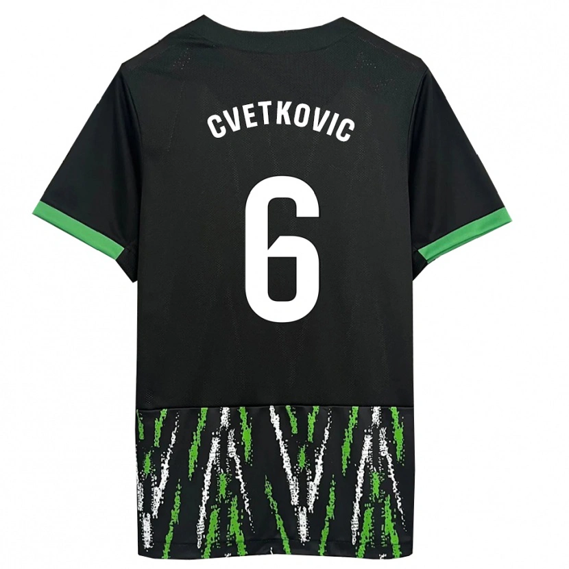 Danxen Kinder Novak Cvetkovic #6 Schwarz Grün Auswärtstrikot Trikot 2025/26 T-Shirt Österreich