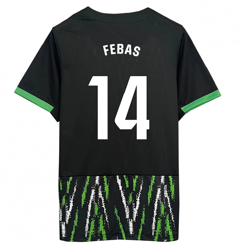 Danxen Kinder Aleix Febas #14 Schwarz Grün Auswärtstrikot Trikot 2025/26 T-Shirt Österreich